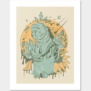 Sage Green Goddess of The Hijab Posters and Art